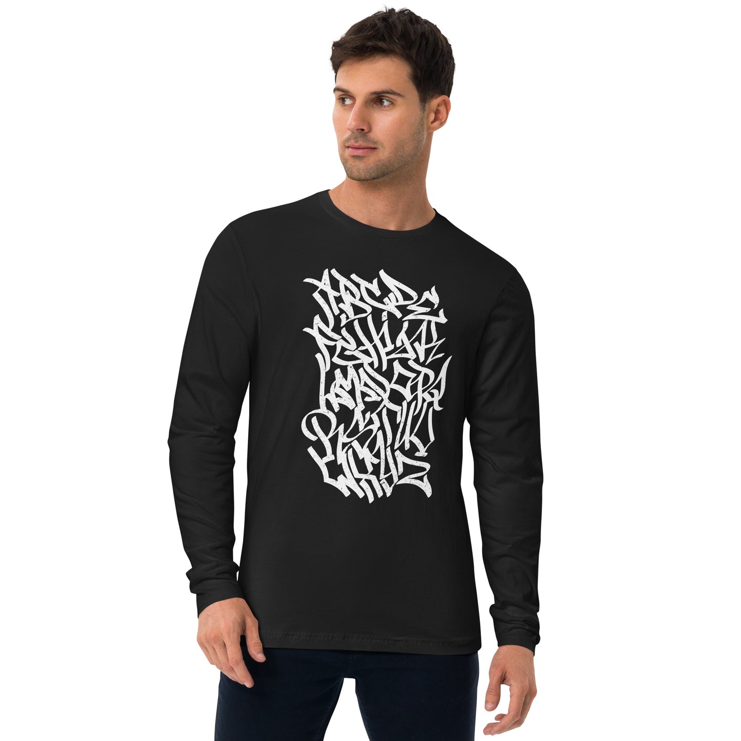 Graffiti Lettering Long Sleeve Fitted T-Shirt
