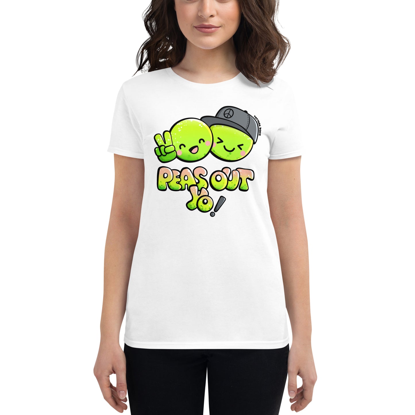 Peas Out – Funny Kawaii Graffiti Fitted T-shirt